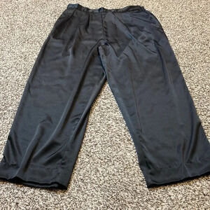 Vintage Breckenridge High Waisted Silky Polyester Black Pleated Front Pants
